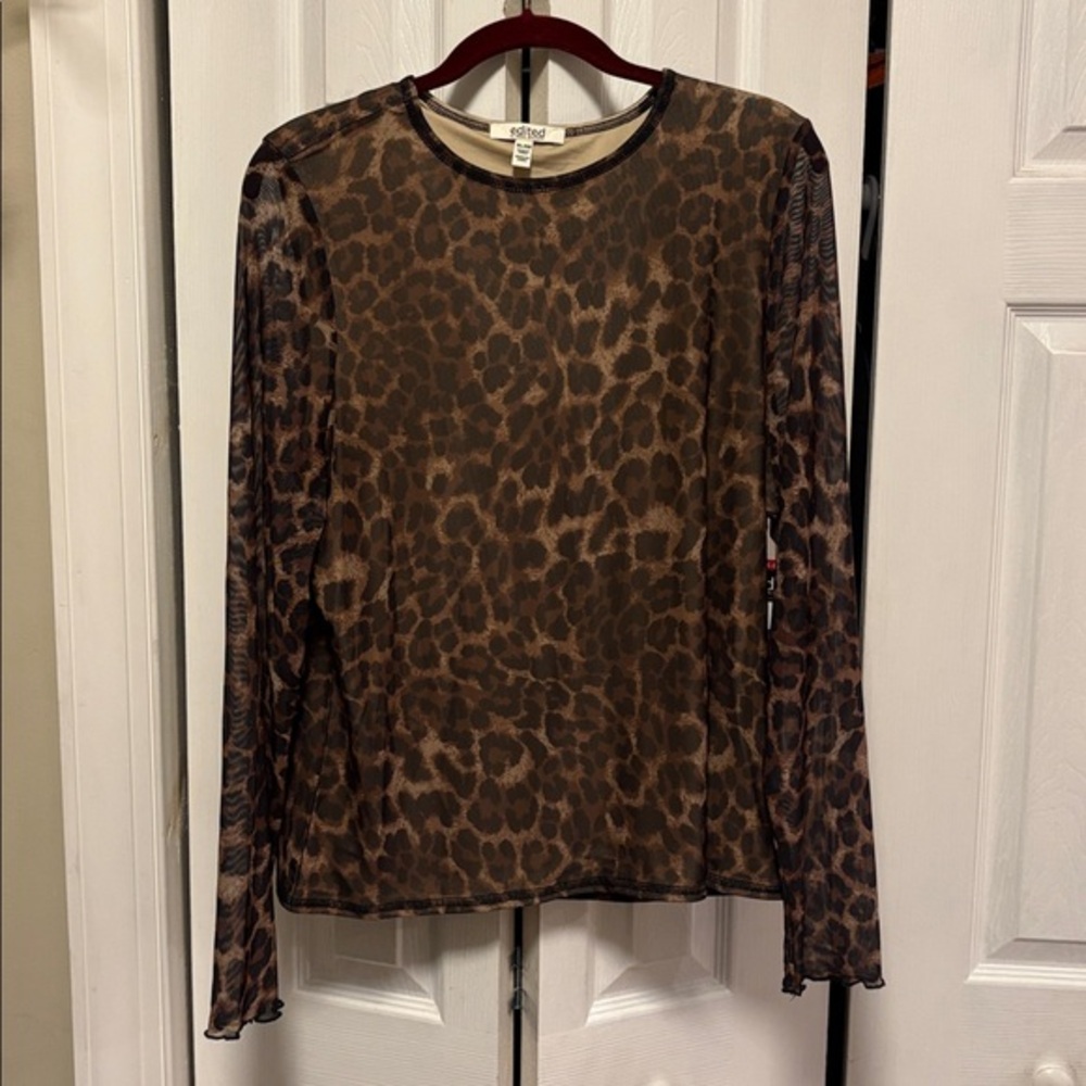 Edited Beige and Brown Leopard Print Blouse